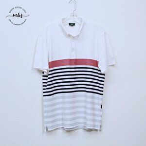 AG Adriano Goldschm Green Label Striped Short Sleeve Polo Shirt Multicolor Men M